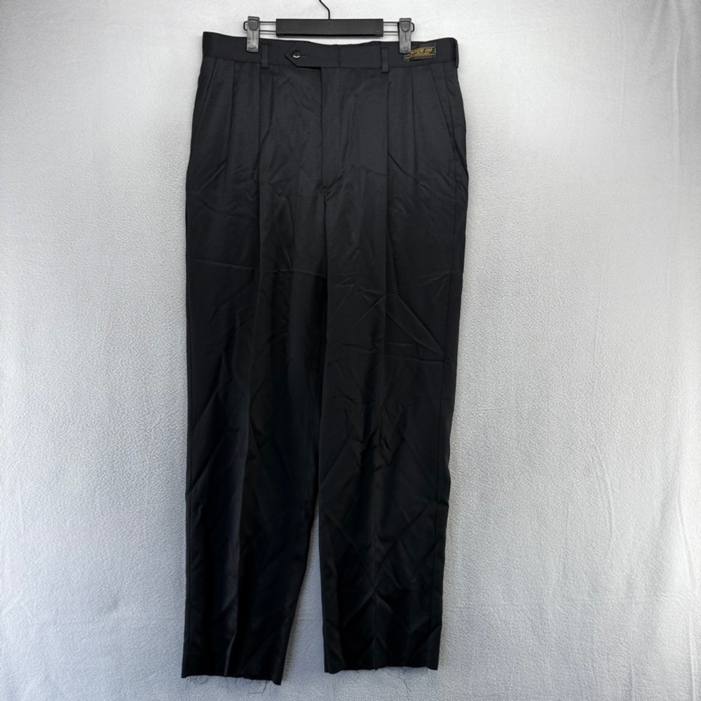 Vintage Dress Slacks men's 35 Black Wool Sansabelt Mint Trousers Pleated NEW